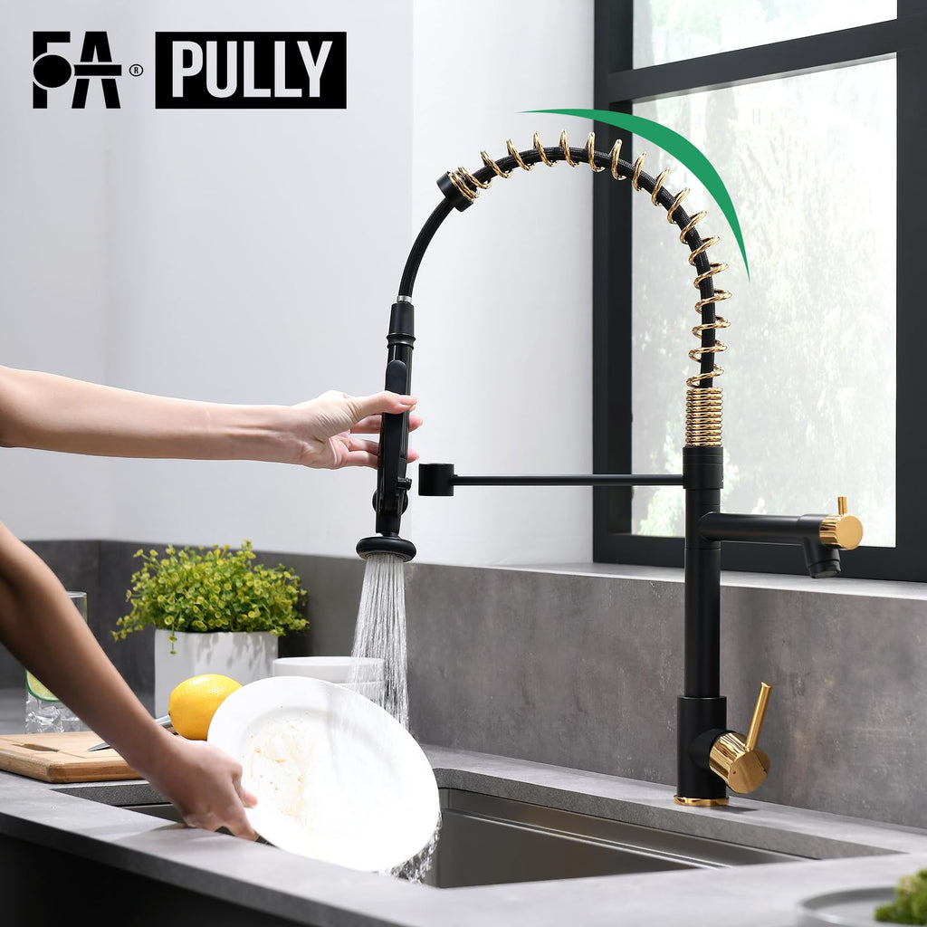 Fapully Black Kitchen Faucet,Commercial Pull Down Kitchen Sink Faucet