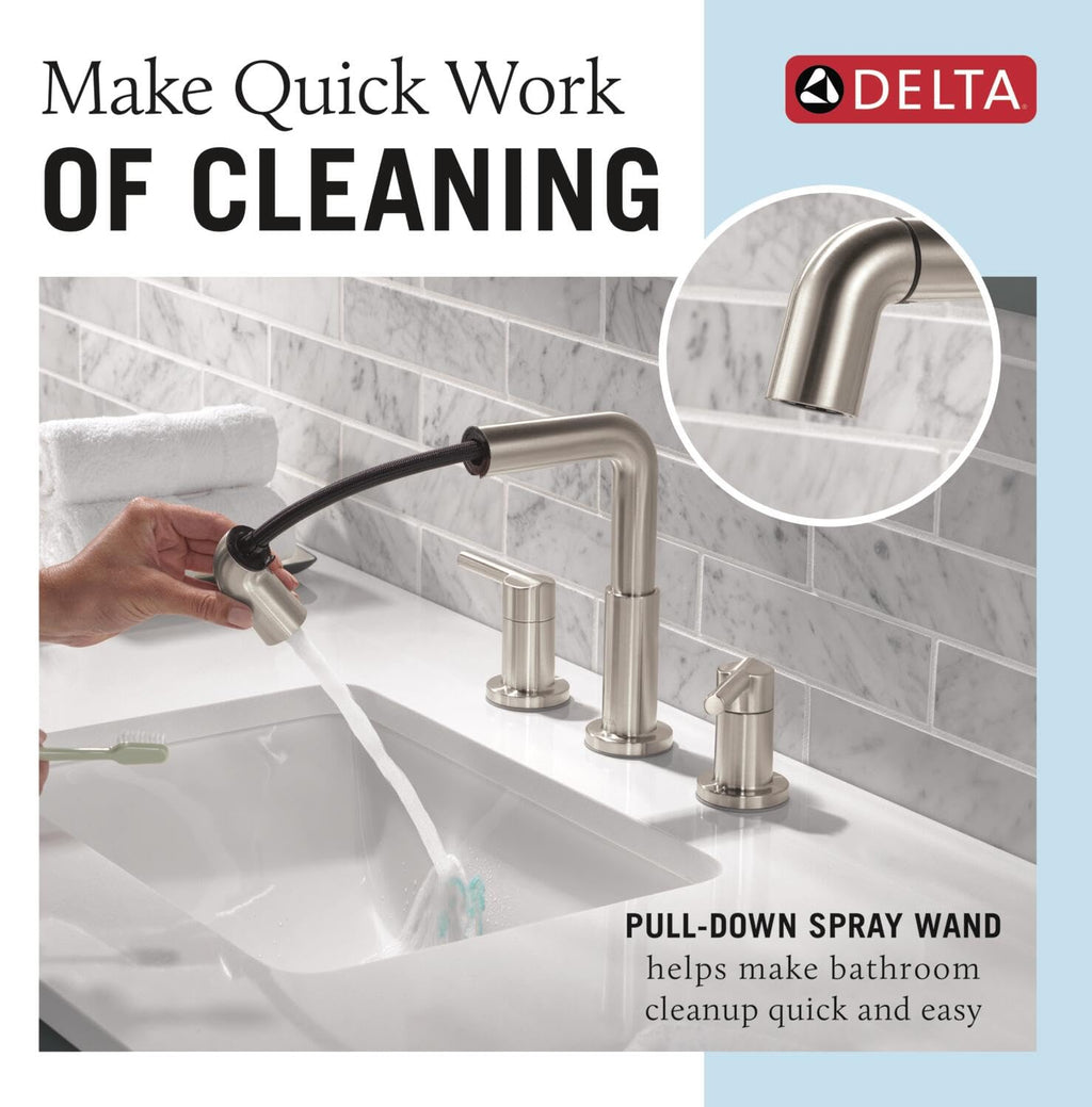 Delta Nicoli Brushed Gold Faucet 3 Hole, 8 Inch Widespread Bathroom Sink Faucet for Vanity, Push-Pop Drain Assembly, Champagne Bronze 35849LF-CZ