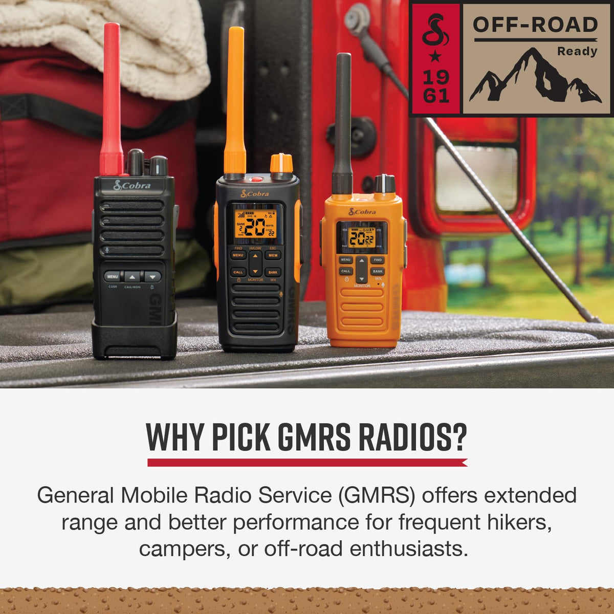 Cobra Trailblazer 450 GMRS Radio (2-Pack), IP54 Weather Resistant, NOAA