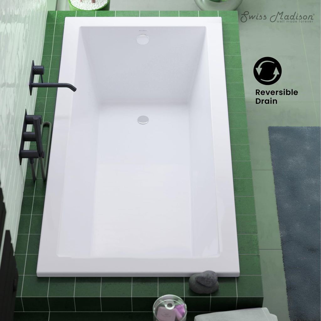 Swiss Madison Voltaire 66" x 36" Reversible Drain Drop-In Bathtub