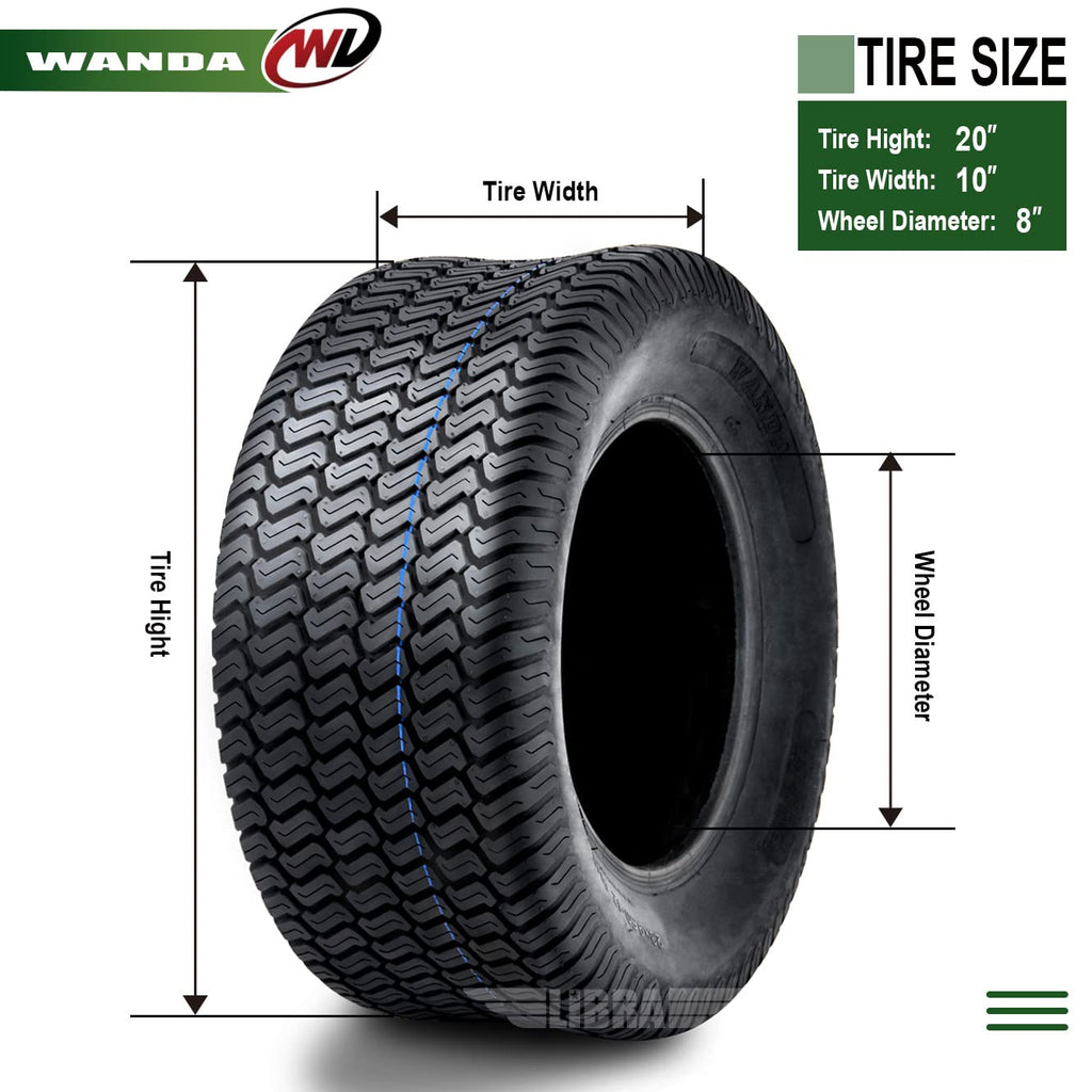 WANDA 4PC Lawn Mower Turf Tires 15x6-6 Front & 20x10-8 Rear 4PR-13016/13040