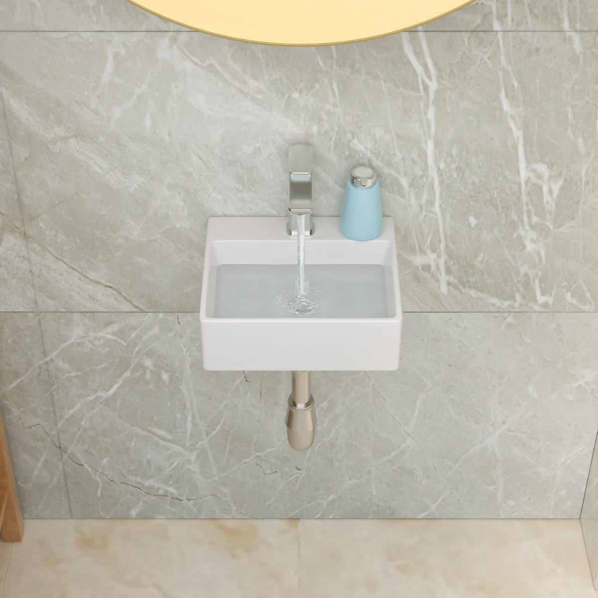 Lordear Wall Mount Bathroom Sink 21x12 Inch White Rectangle Sink with Overflow Porcelain Ceramic Floating Bathroom Vessel Sinks, Wall Hung Wash Hand Basin