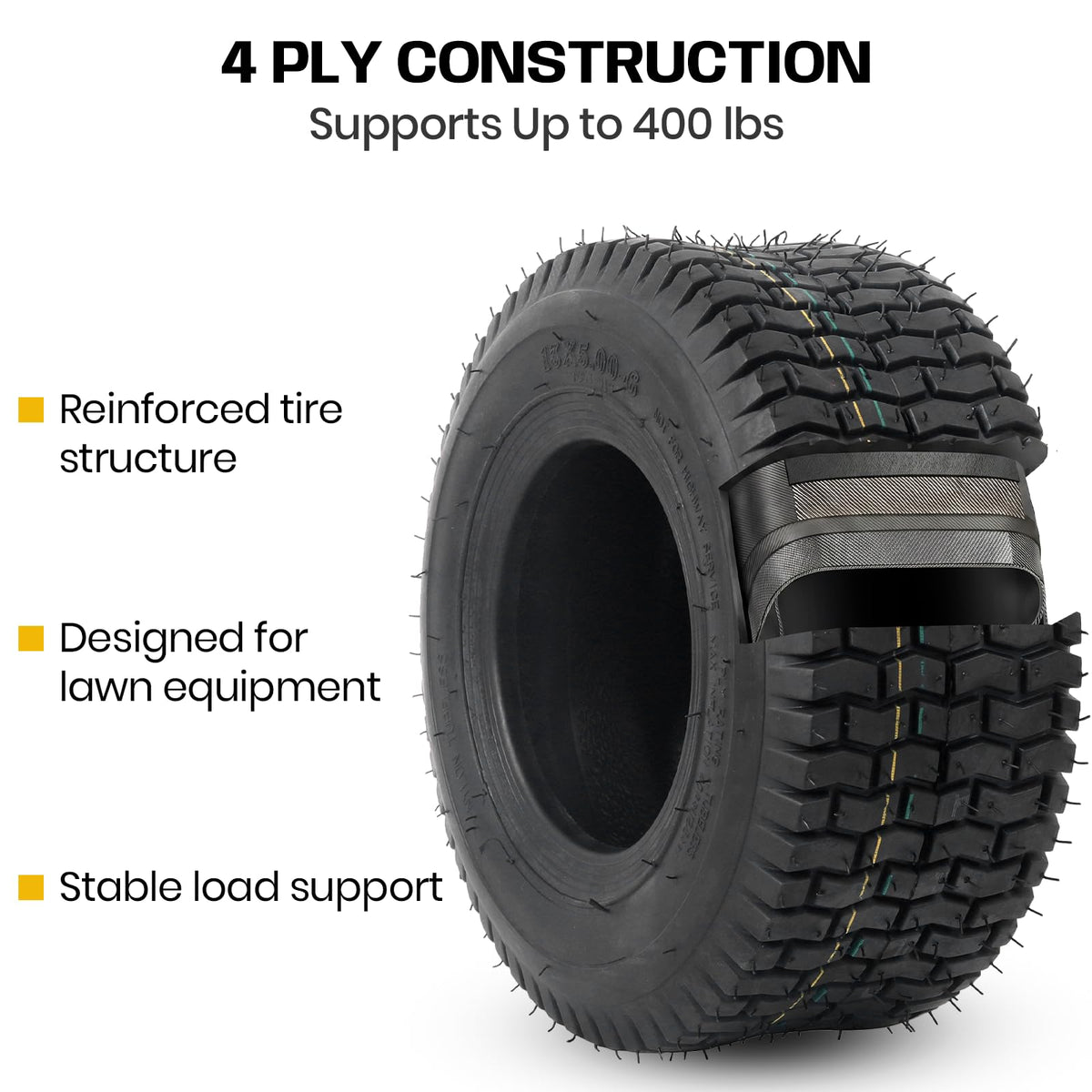 AR-PRO (2 Pack) 20x8.00-8 Lawn Mower Turf Tires, Tubeless, No Rims