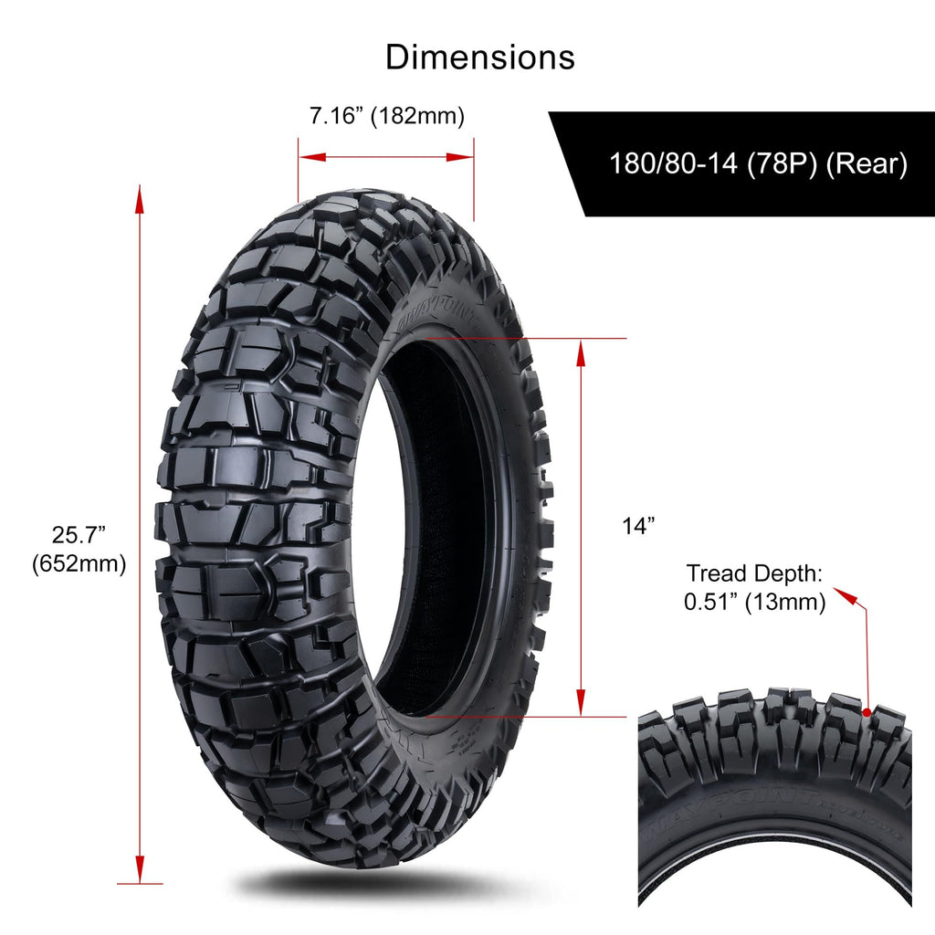 Tusk Waypoint Adventure Motorcycle Tire Set ¨C 90/90-21 Front & 130/90-17 Rear (68R) Tube Type