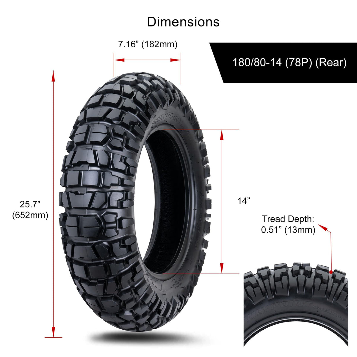 Tusk Waypoint Adventure Motorcycle Tire Set ¨C 90/90-21 Front & 130/90-17 Rear (68R) Tube Type