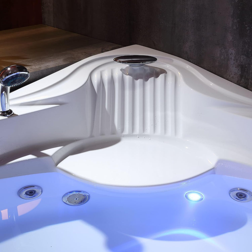 Empava 59" Corner Whirlpool Tub, Jetted Bathtub for 2 Person