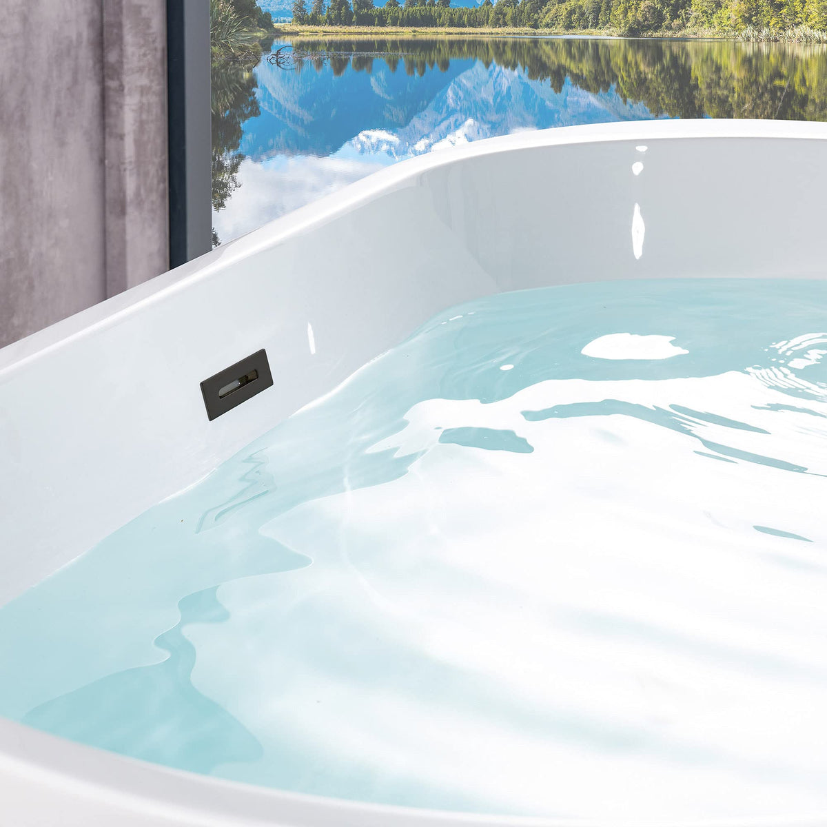 WOODBRIDGE 54" Acrylic Freestanding Bathtub Contemporary Soaking White Tub with Brushed Gold Overflow and Drainï¼BTA1702-BG
