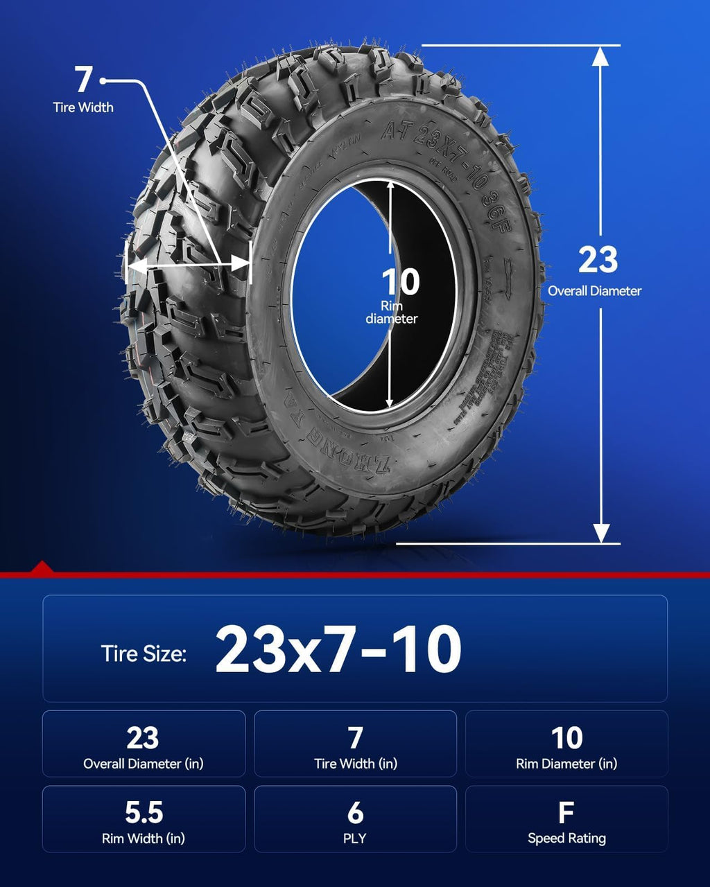 KAX Lawn Mower Golf Cart Turf Tires 23x10.5-12, ATV UTV Tire, 6PR, Set 1