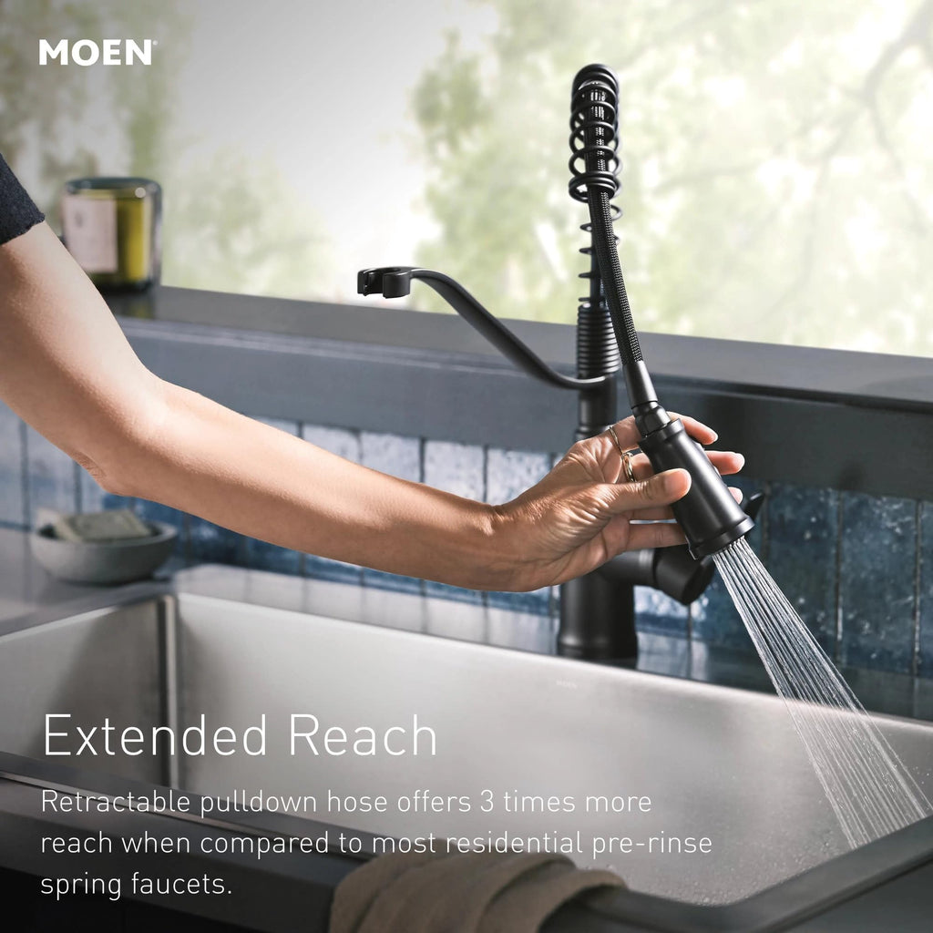 Moen Weymouth Oil Rubbed Bronze Motionsense Wave Touchless Kitchen Faucet, Traditional Spring Kitchen Sink Faucet with Pulldown Sprayer and Hands-Free Sensor, S73104EWORB