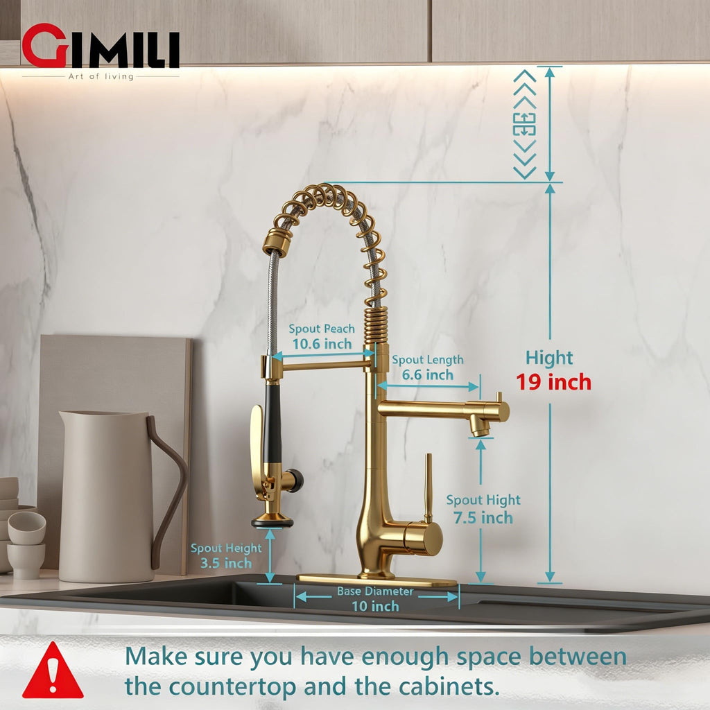 GIMILI Commercial Kitchen Sink Faucet with Pull Down Sprayer Brushed Nickel
