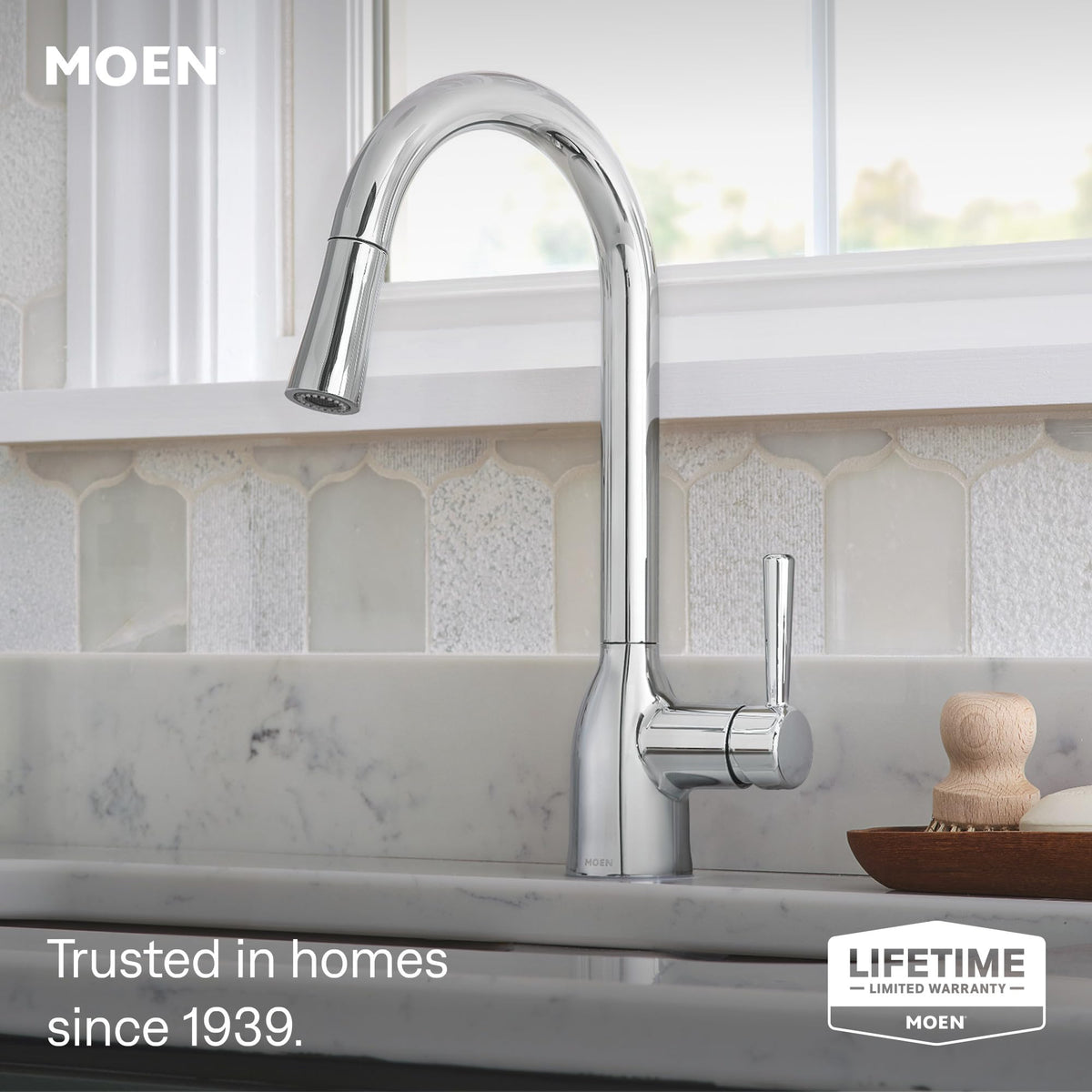 Moen Adler Spot Resist Stainless One-Handle High Arc Pulldown Kitchen Faucet with Power Clean, 87233SRS