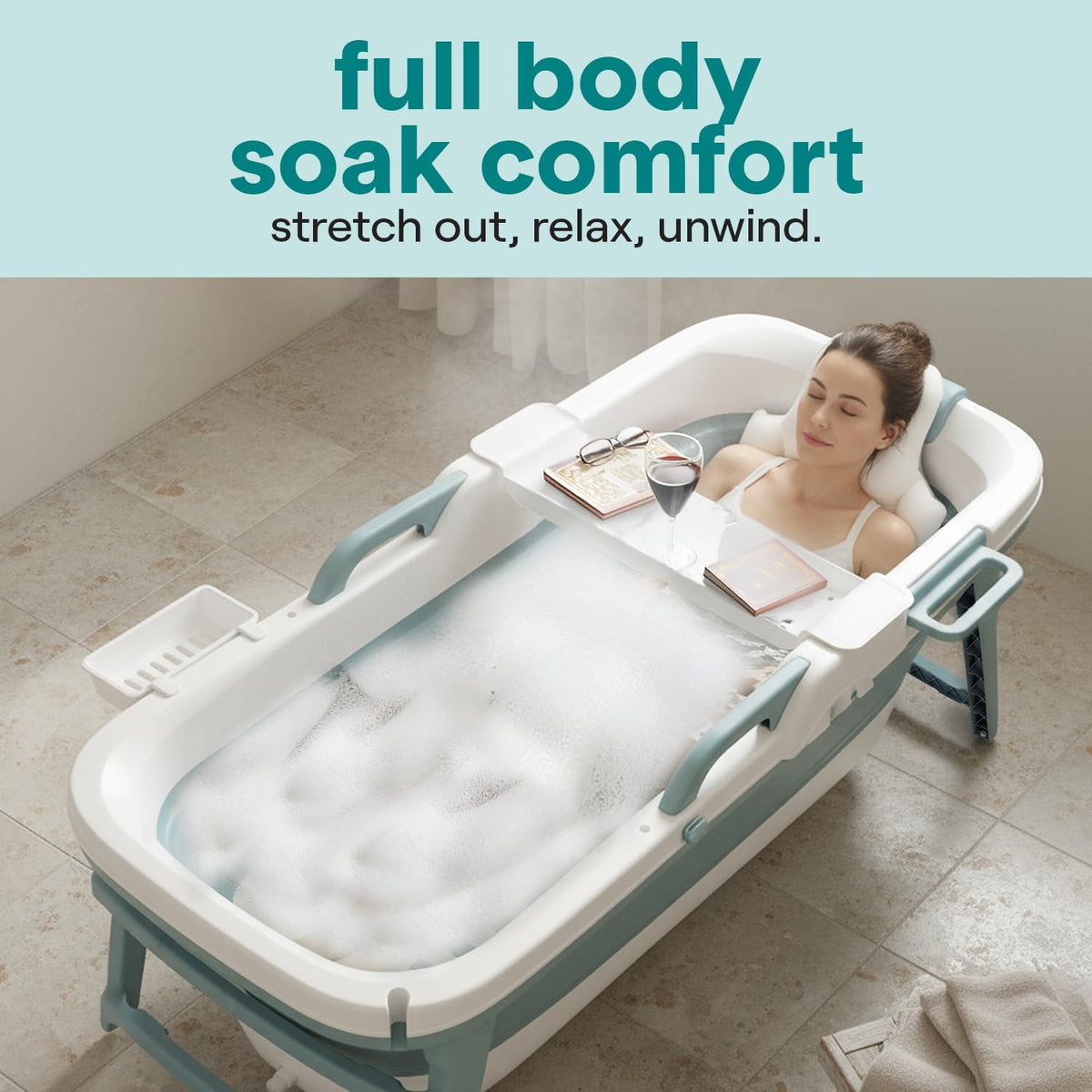 Serenelife 59" Portable Bathtub for Adults â Large Foldable Ice Bath Tub for Cold Plunge & Hot Spa, Freestanding Soaking Tub for Indoor/Outdoor, Athlete Recovery & Family Use, 440lbs Capacity