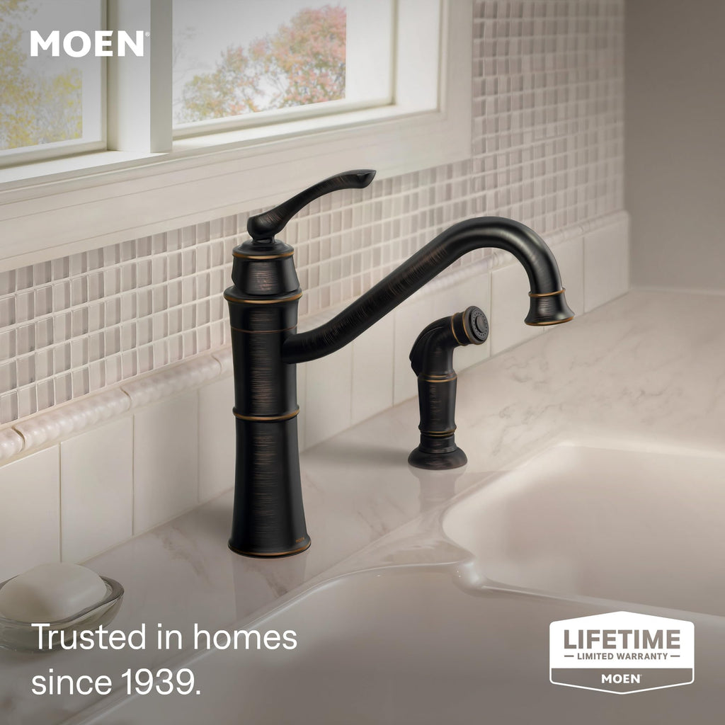 Moen Wetherly Spot Resist Stainless High-Arc Kitchen Faucet with Side Spray, 87999SRS