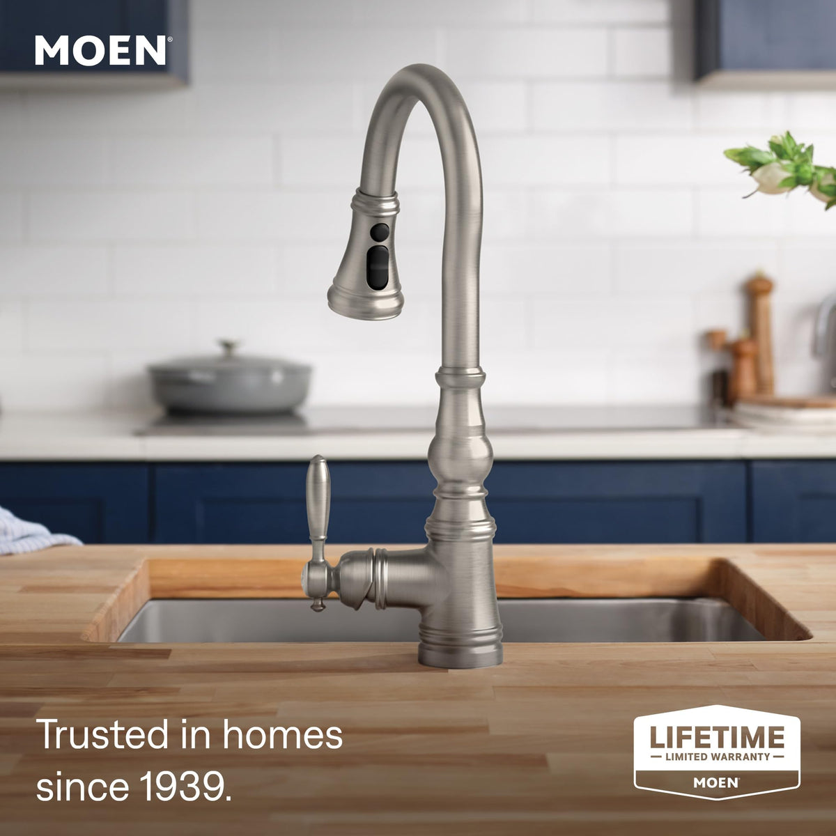 Moen Weymouth Oil Rubbed Bronze Motionsense Wave Touchless Kitchen Faucet, Traditional Spring Kitchen Sink Faucet with Pulldown Sprayer and Hands-Free Sensor, S73104EWORB