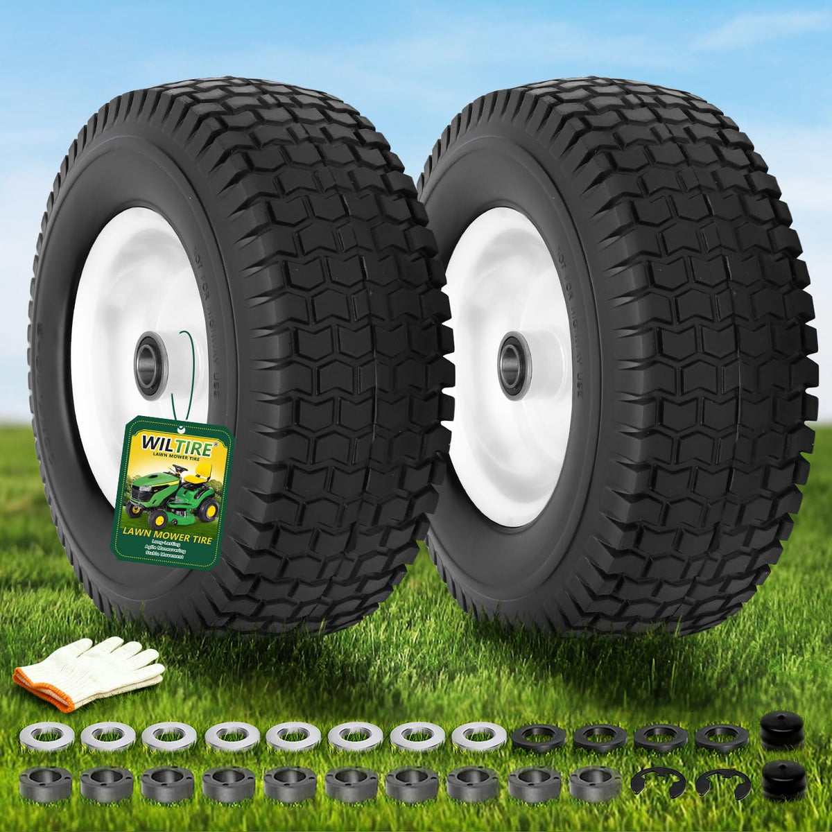 (2 Pack) 20x8.00-8 Tubeless Rear Riding Mowers Tire and Wheel Assemblies