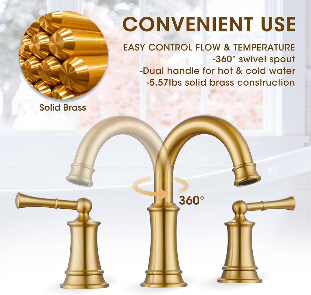 Gold Bathroom Faucet,Bathroom Faucet 3 Hole,Bathroom Sink Faucet