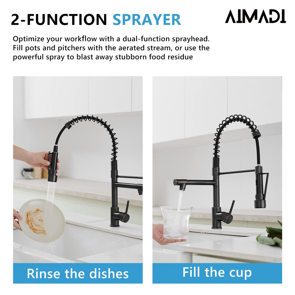 AIMADI Contemporary Kitchen Sink Faucet,Brushed Nickel Stainless Steel