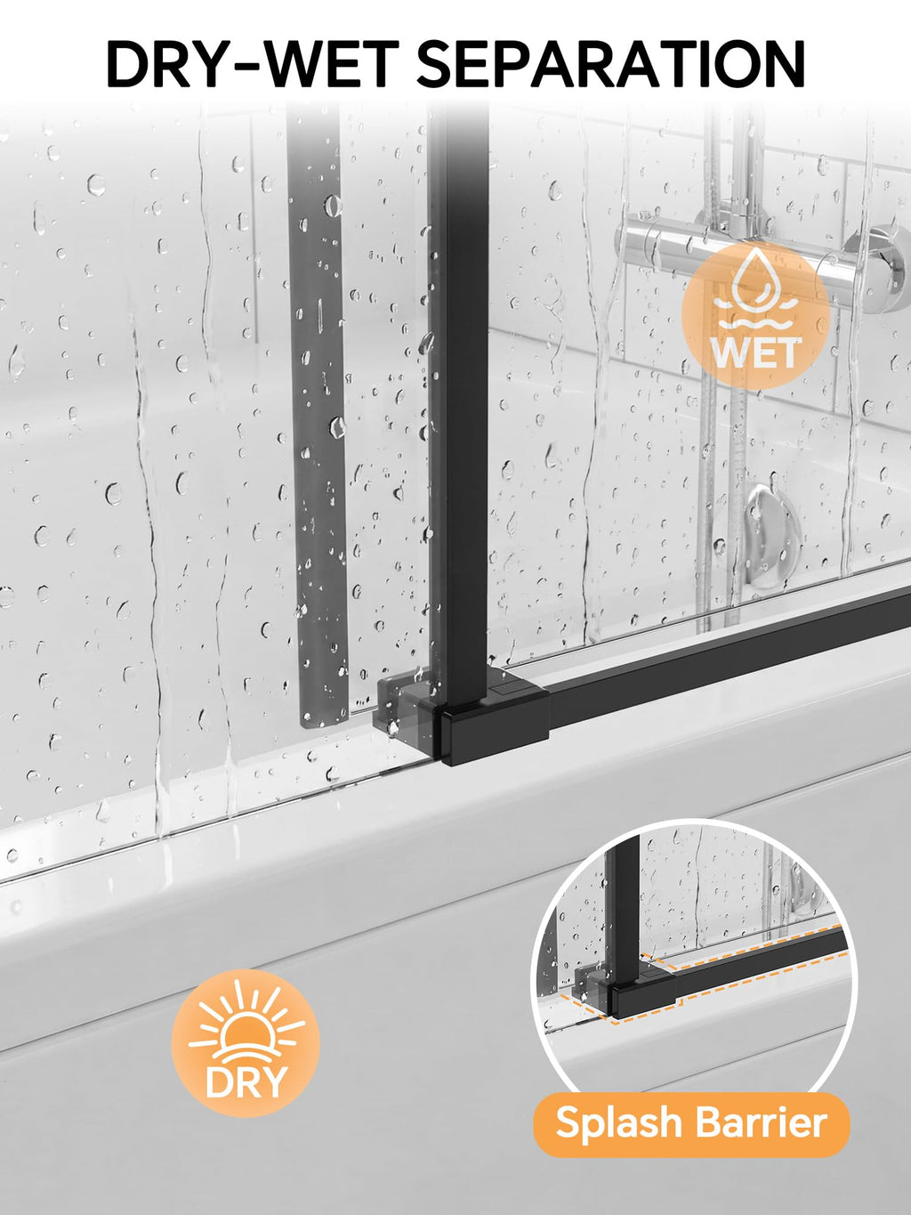 Frameless Bathtub Shower Door 56-60" W x 57" H, Brushed Nickel