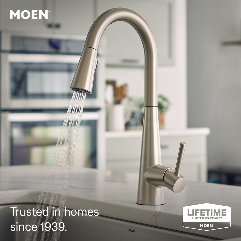 Moen Sleek Oil Rubbed Bronze One-Handle High Arc Kitchen Faucet with Pulldown Sprayer Featuring Power Boost for a Faster Clean, 7864ORB