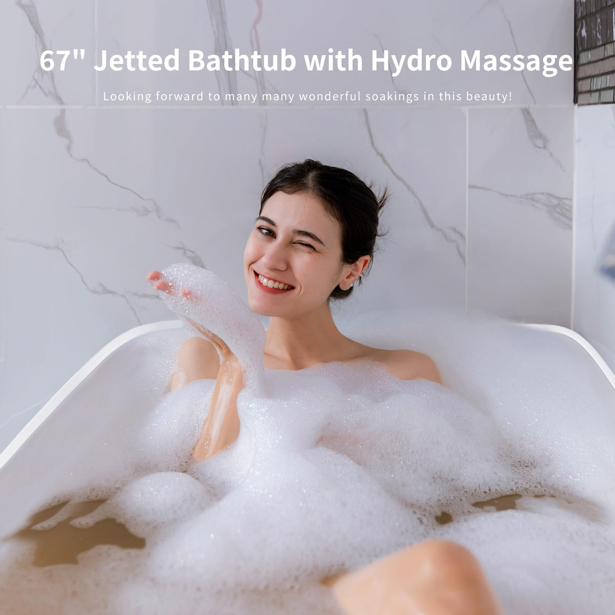 Empava 59" Corner Jetted Bathtub - 2 Person Whirlpool Tub with Heater