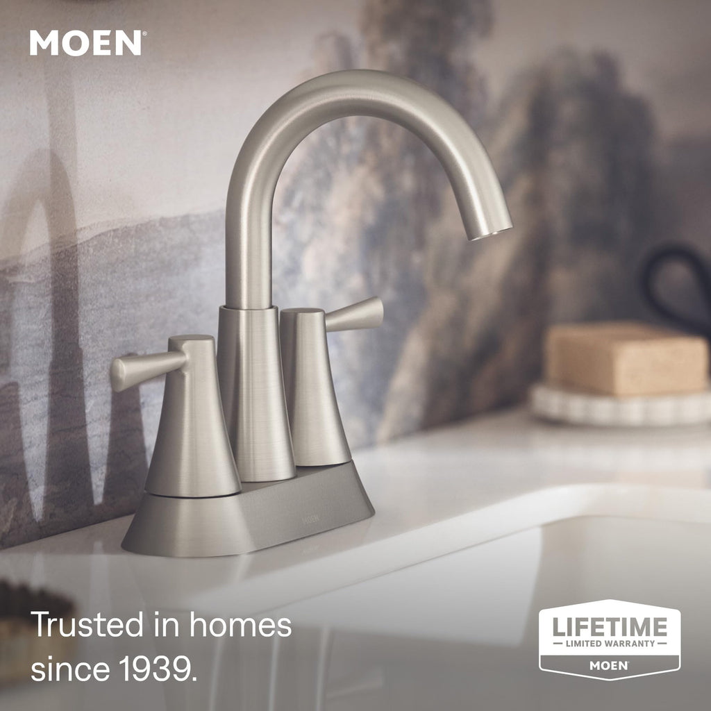 Moen 84022BL Ronan 2-Handle Centerset Bath Faucet w/Drain, Matte Black