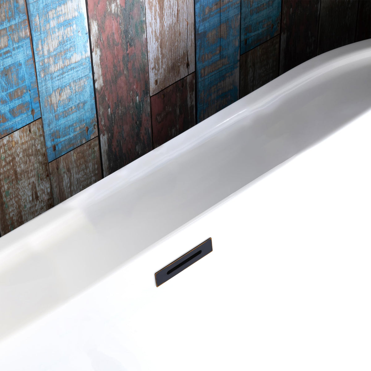 WOODBRIDGE 72" Acrylic Freestanding Bathtub Contemporary Soaking White Tub with Brushed Nickel Overflow and Drain,B0059BN