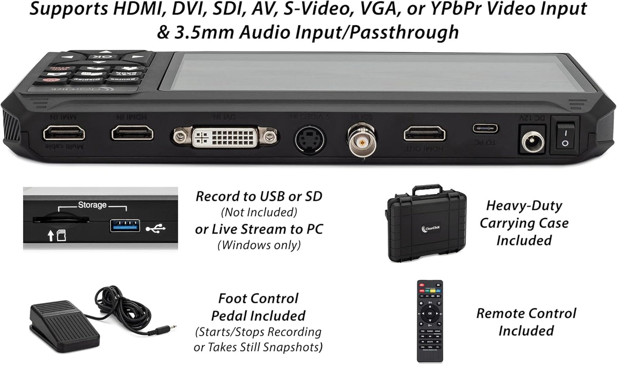 ClearClick HD Video Capture Box Ultimate 3.0 (Third Generation) - Capture or Stream Video from HDMI, DVI, SDI, S-Video, RCA, AV, VHS, VCR, DVD, Camcorders, Hi8