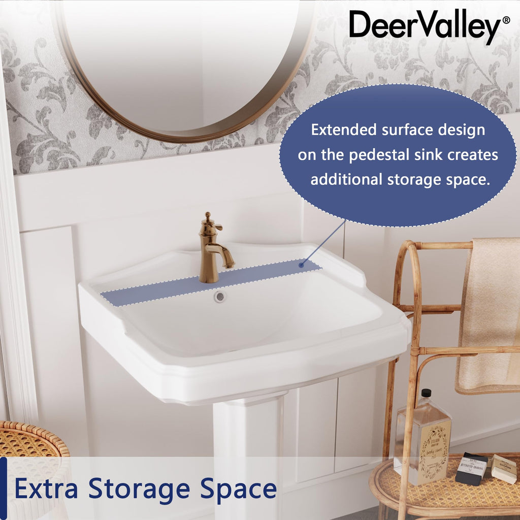 DeerValley Compact Bathroom Sink White 20"x17" Ceramic Sleek Basin DV-1P523