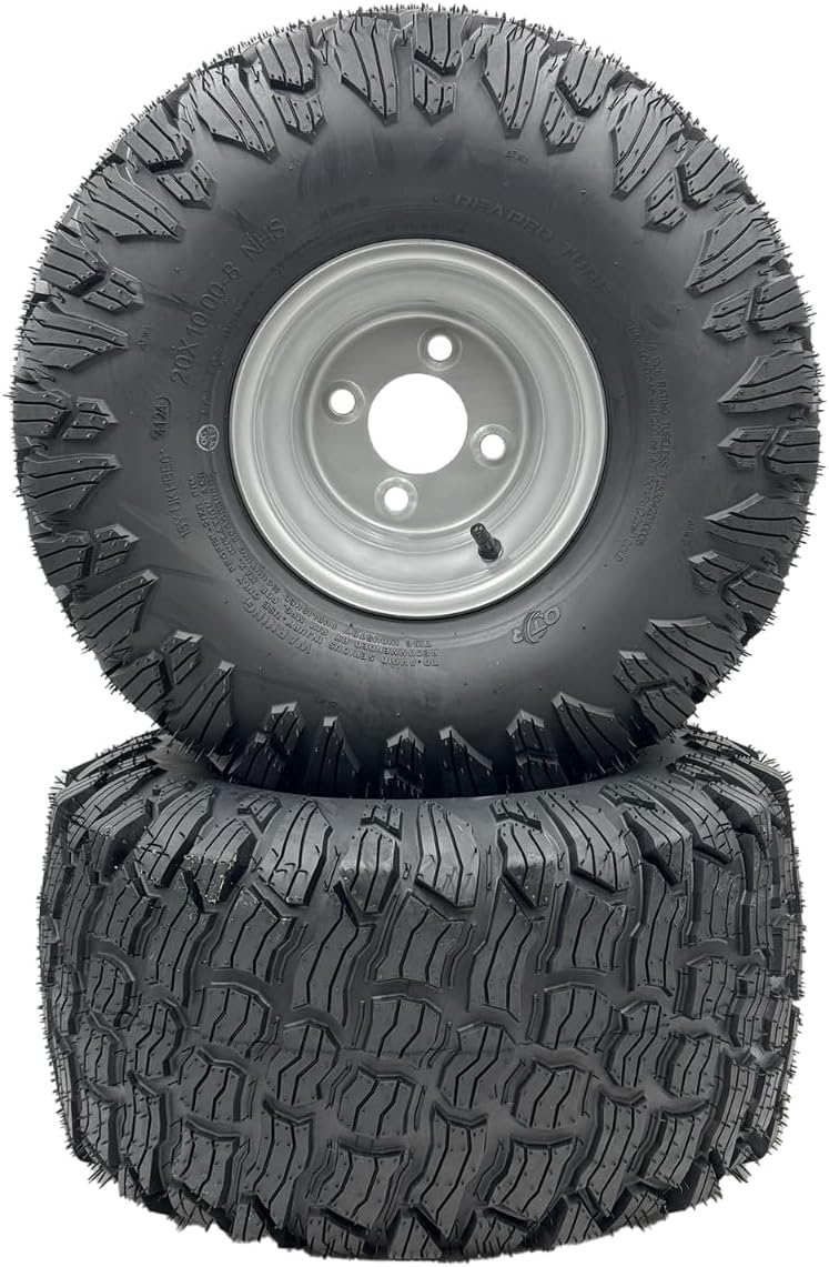 Set of 2 - Silver 20x10.00-8 Reaper Turf Wheel Assembly