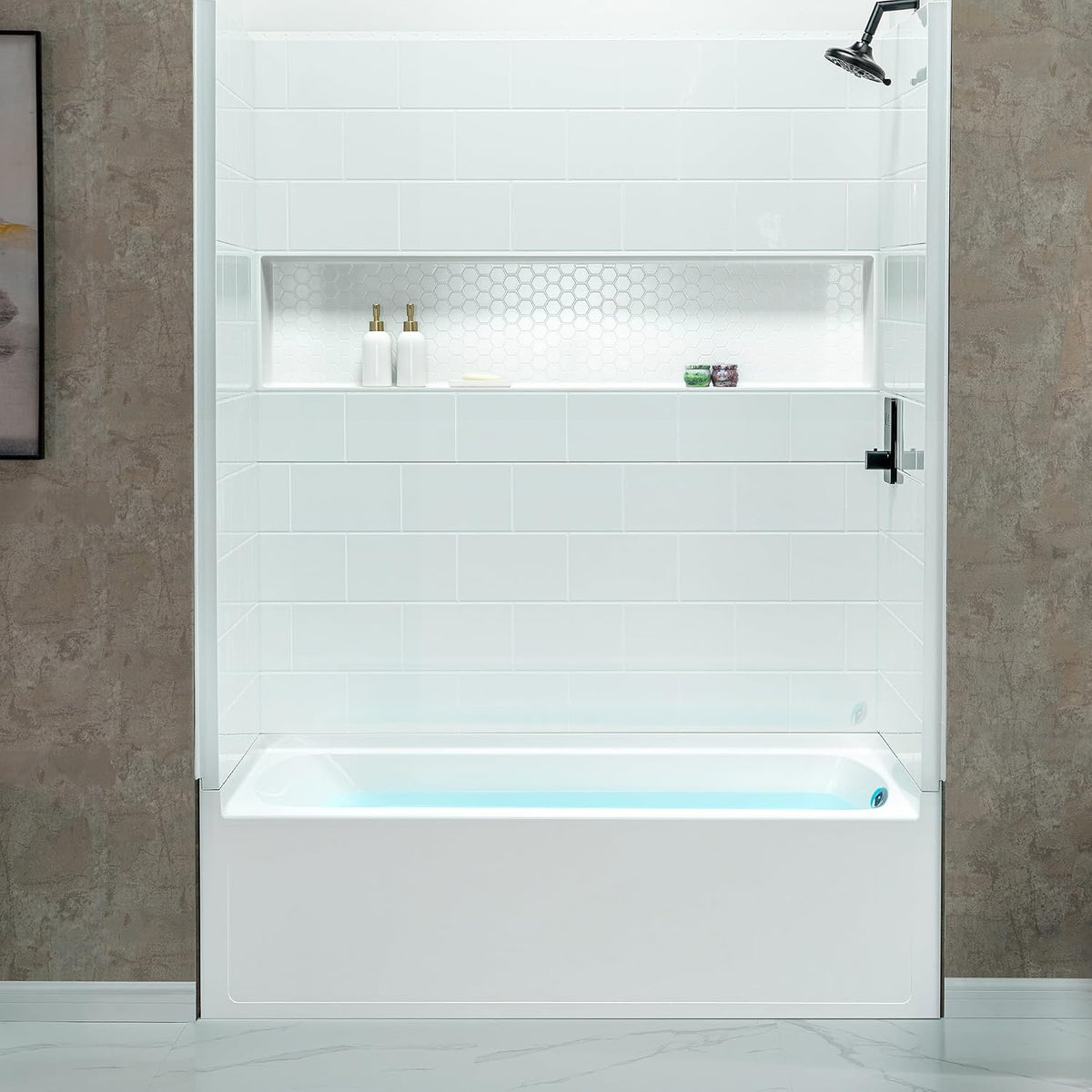 WOODBRIDGE 60â x 32â Alcove Soaking Bathtub in white with Right-Hand Drain Hole â Tub Only (No Wall Panels)