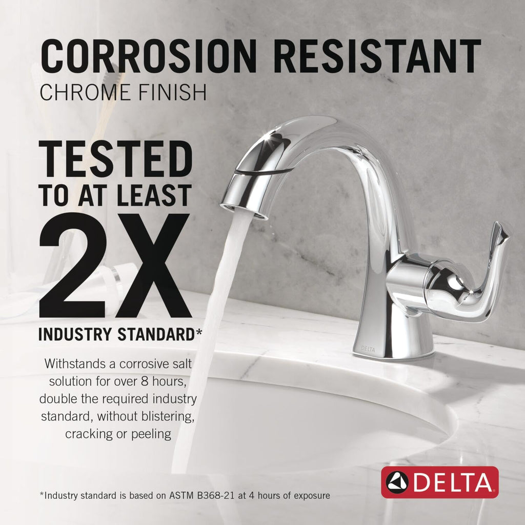 Delta Arvo Brushed Nickel Bathroom Faucet 1 Hole, Single Hole Bathroom Sink Faucet for Vanity, Push-Pop Drain Assembly, Spotshield Stainless 15840LF-SP