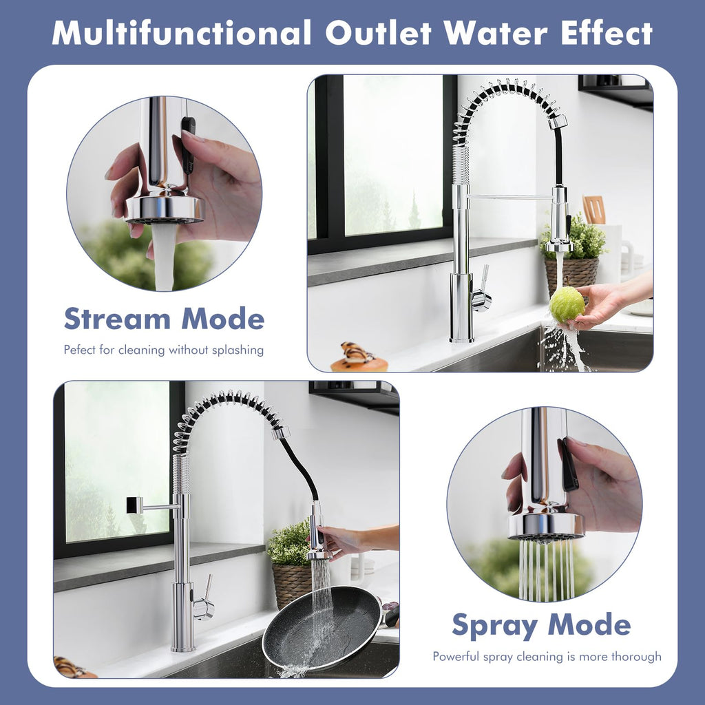 GIMILI Matte Black Touchless Kitchen Faucet with Spring Pull Down Sprayer