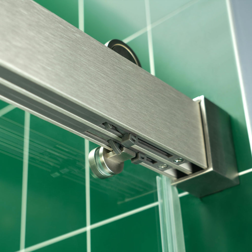 Woodbridge 56-60" W x 62" H Frameless Bathtub Shower Door,Double Sliding Soft-Close Doors,3/8(10mm) Tempered Glass with Explosion Proof Film in Brushed Bronze Finish