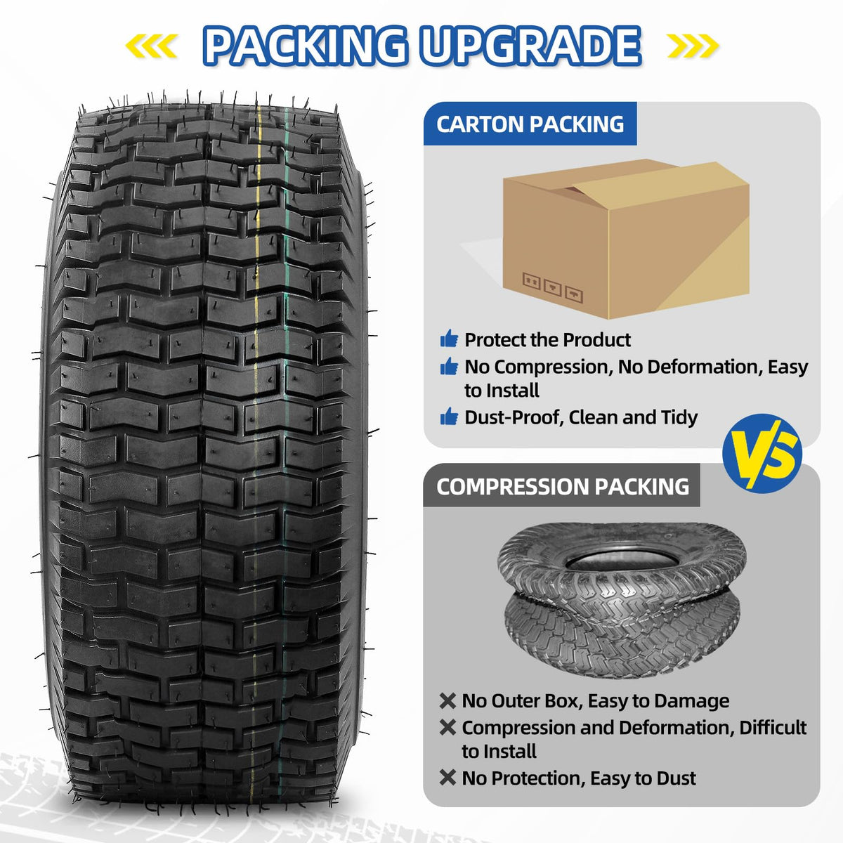 GICOOL 18x9.50-8 Tubeless Lawn Mower Tire for Riding Mower Tractor, 4 Ply