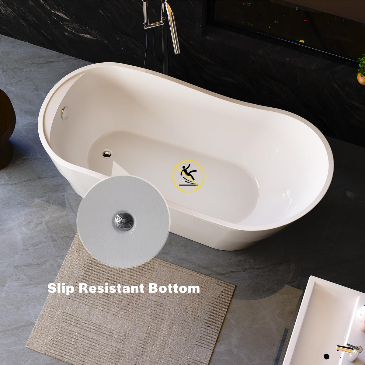 Empava Freestanding Bathtub, Acrylic Soaking Tub