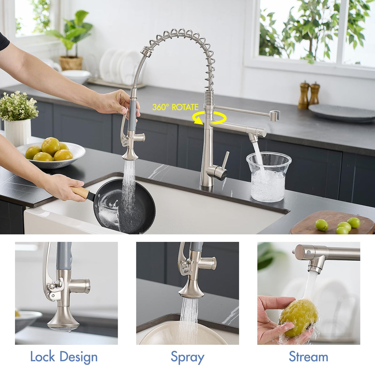 AIMADI Contemporary Kitchen Sink Faucet,Brushed Nickel Stainless Steel