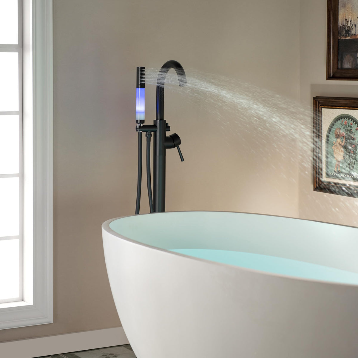 WOODBRIDGE 59" L x 29-1/2" W Freestanding Contemporary Soaking Bathtub with Chrome Drain & Overflow, White, B2514 C