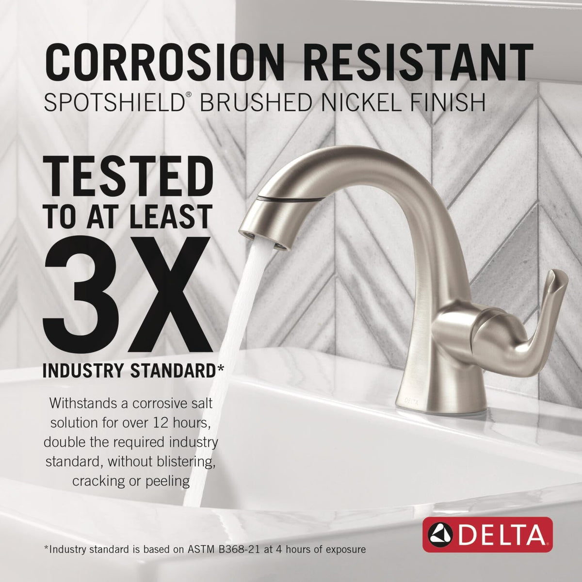 Delta Arvo Brushed Nickel Bathroom Faucet 1 Hole, Single Hole Bathroom Sink Faucet for Vanity, Push-Pop Drain Assembly, Spotshield Stainless 15840LF-SP
