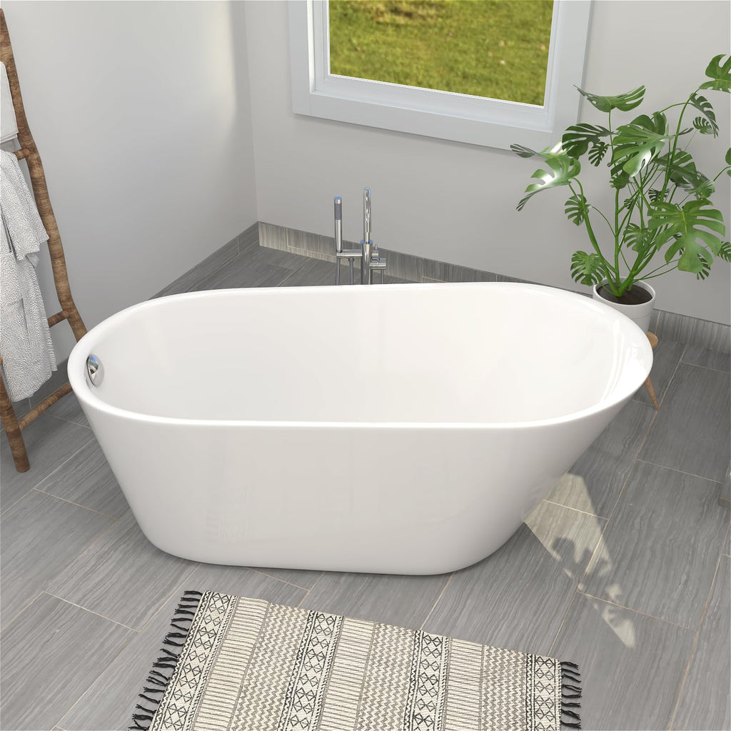 62" Lucite Acrylic Freestanding Bathtub, Double Slipper Soaking Tub