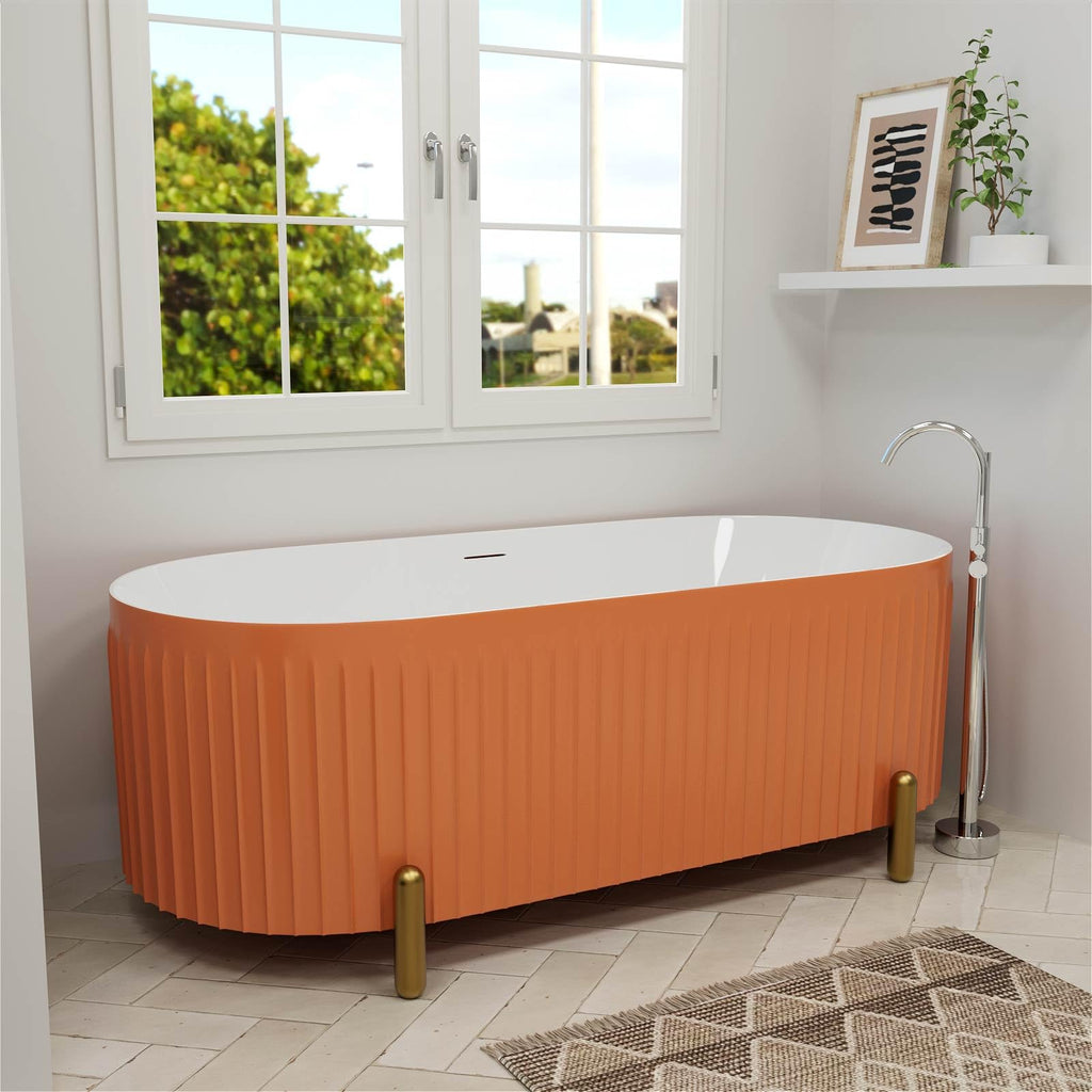 59" Acrylic Freestanding Bathtub,Double Ended,Lozenge Texture,Black