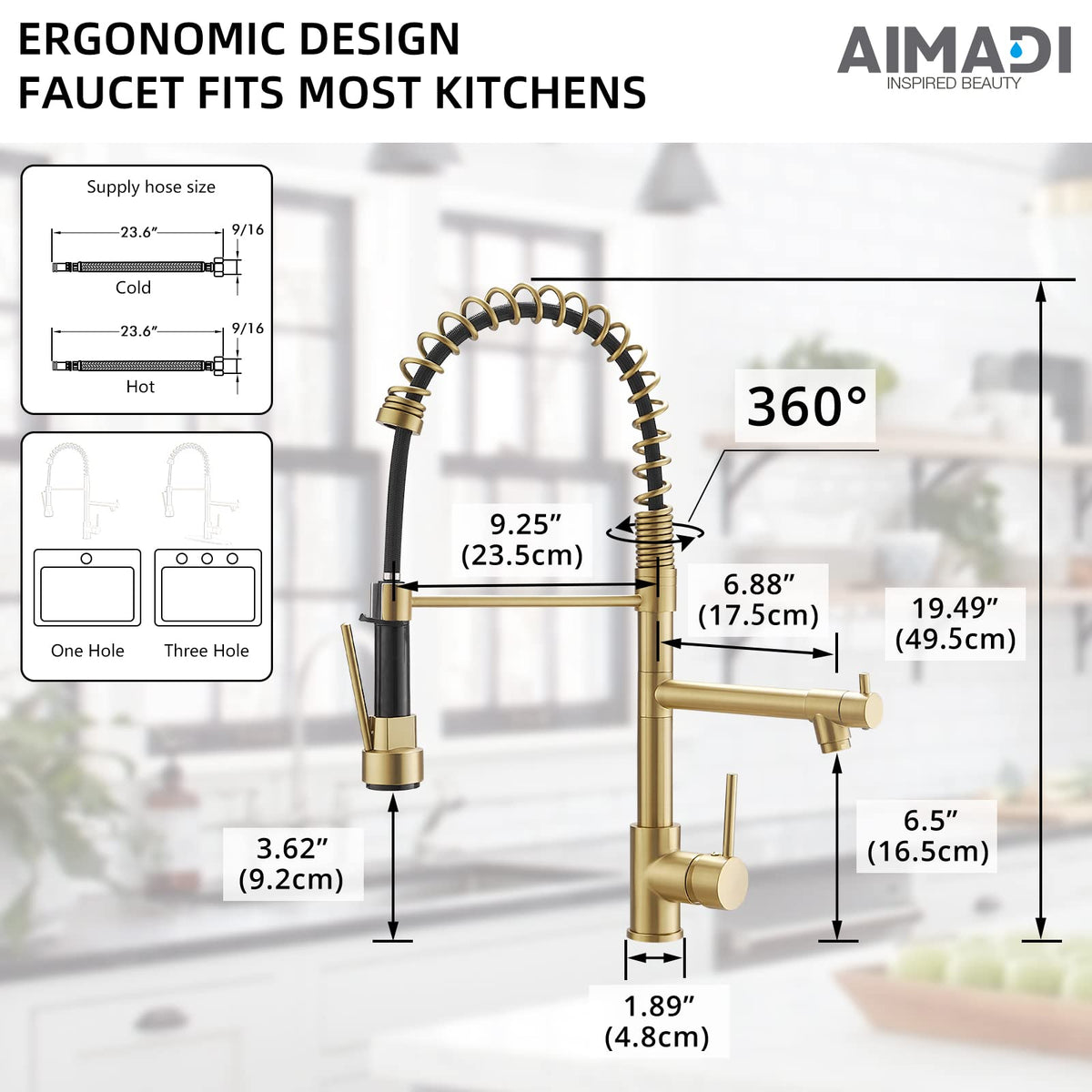 AIMADI Contemporary Kitchen Sink Faucet,Brushed Nickel Stainless Steel