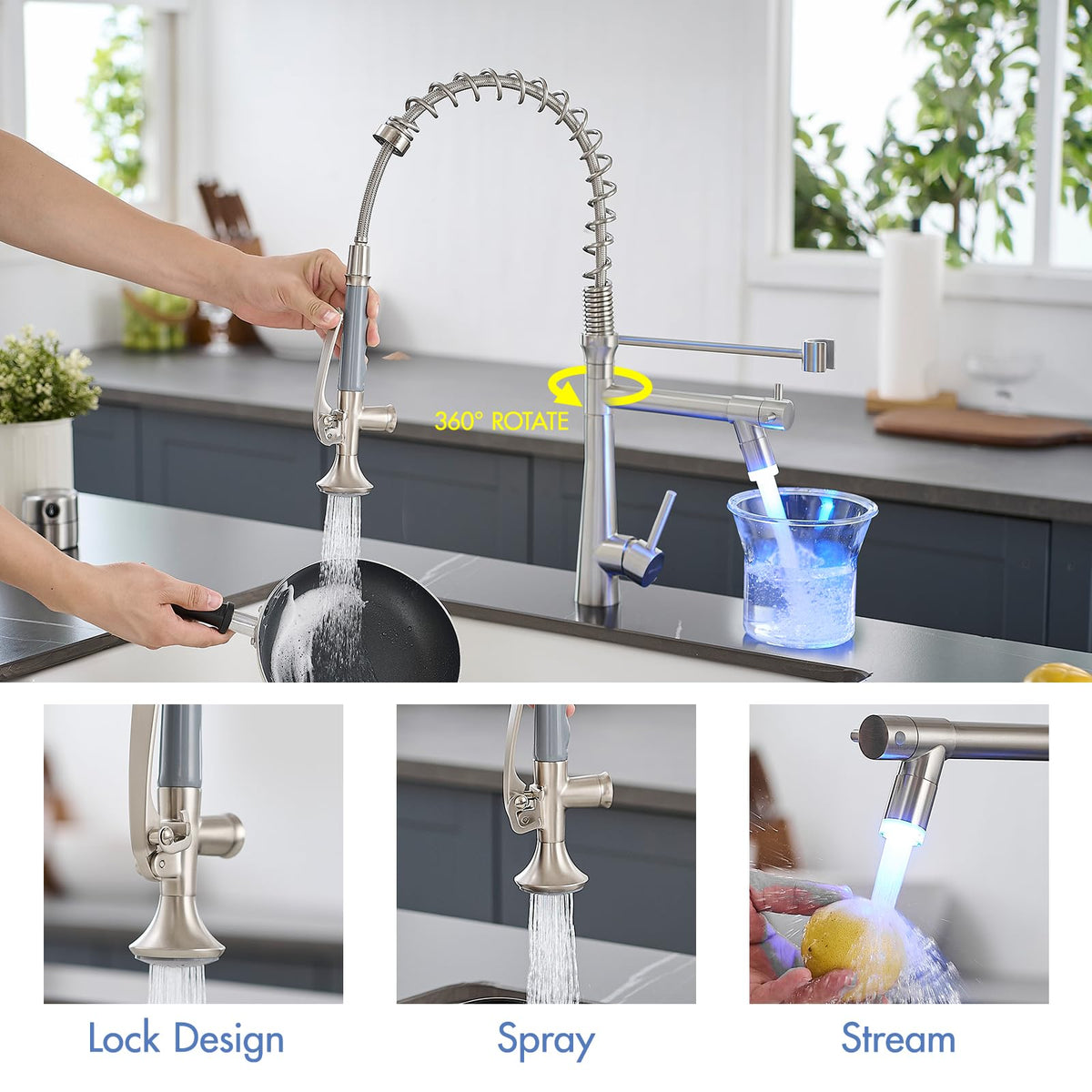 AIMADI Contemporary Kitchen Sink Faucet,Brushed Nickel Stainless Steel