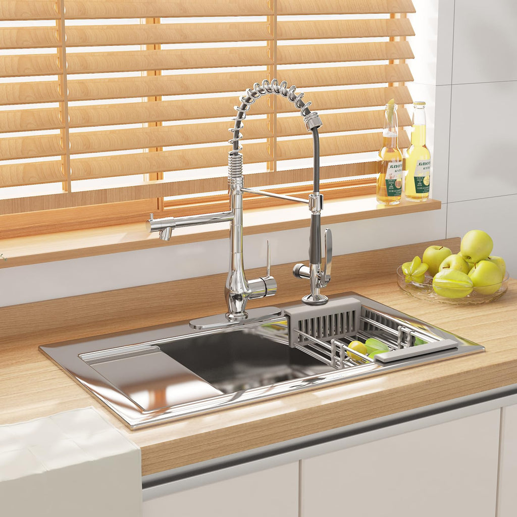 GIMILI Commercial Kitchen Sink Faucet with Pull Down Sprayer Brushed Nickel