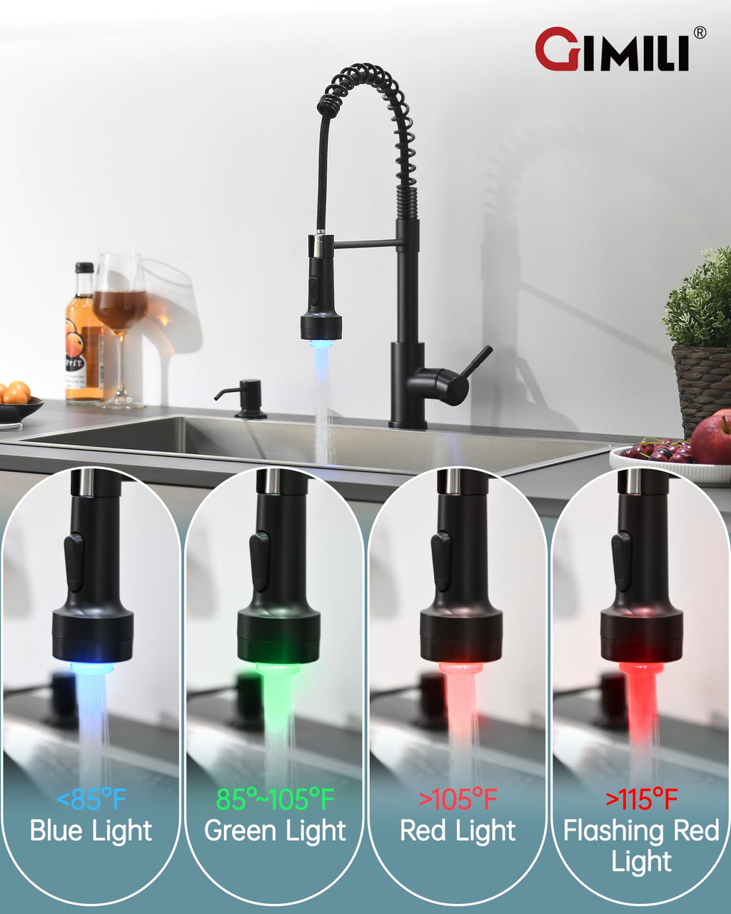 GIMILI Filter Kitchen Faucet Drinking Water Faucet 3 in 1 Brushed Nickel
