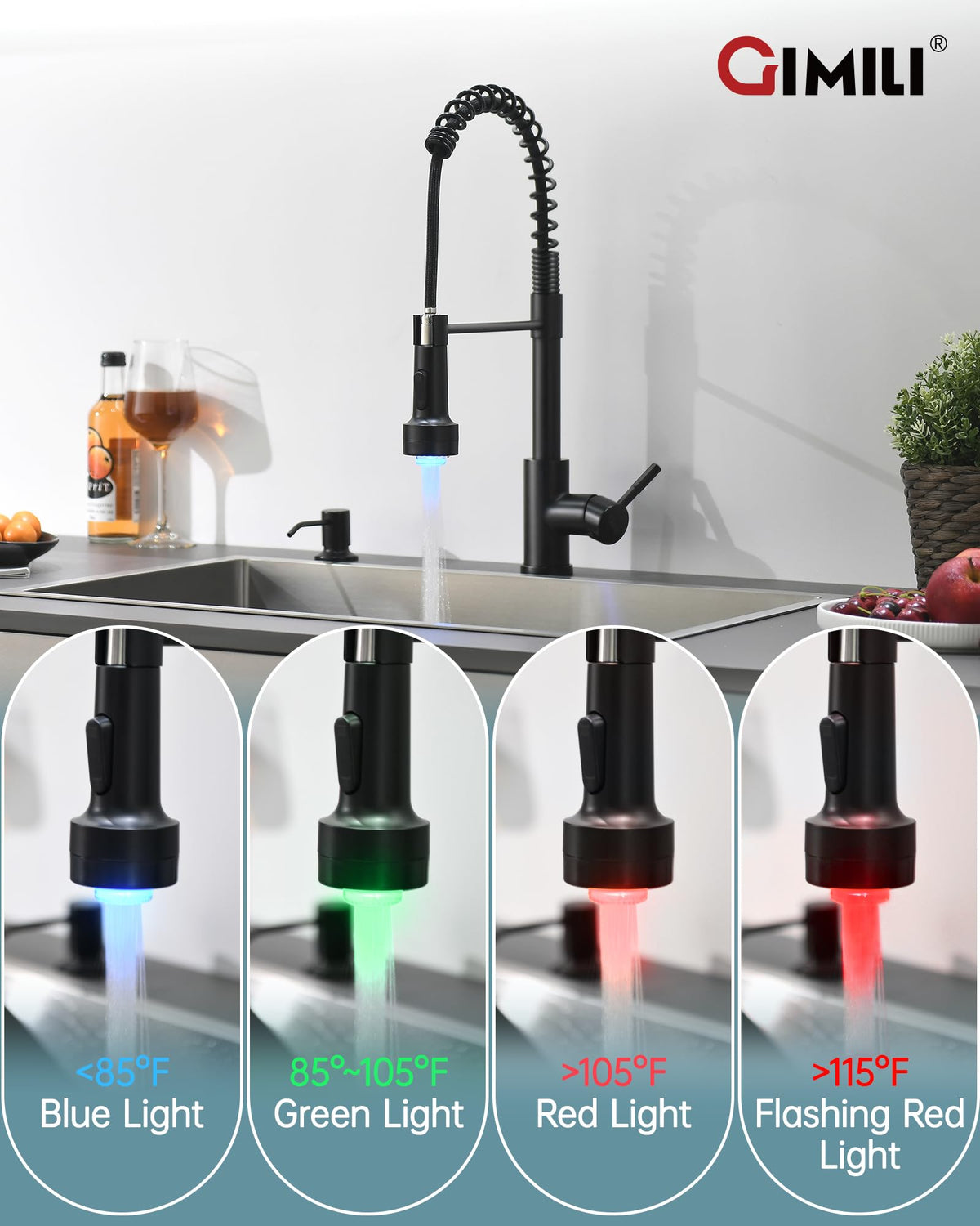 GIMILI Filter Kitchen Faucet Drinking Water Faucet 3 in 1 Brushed Nickel