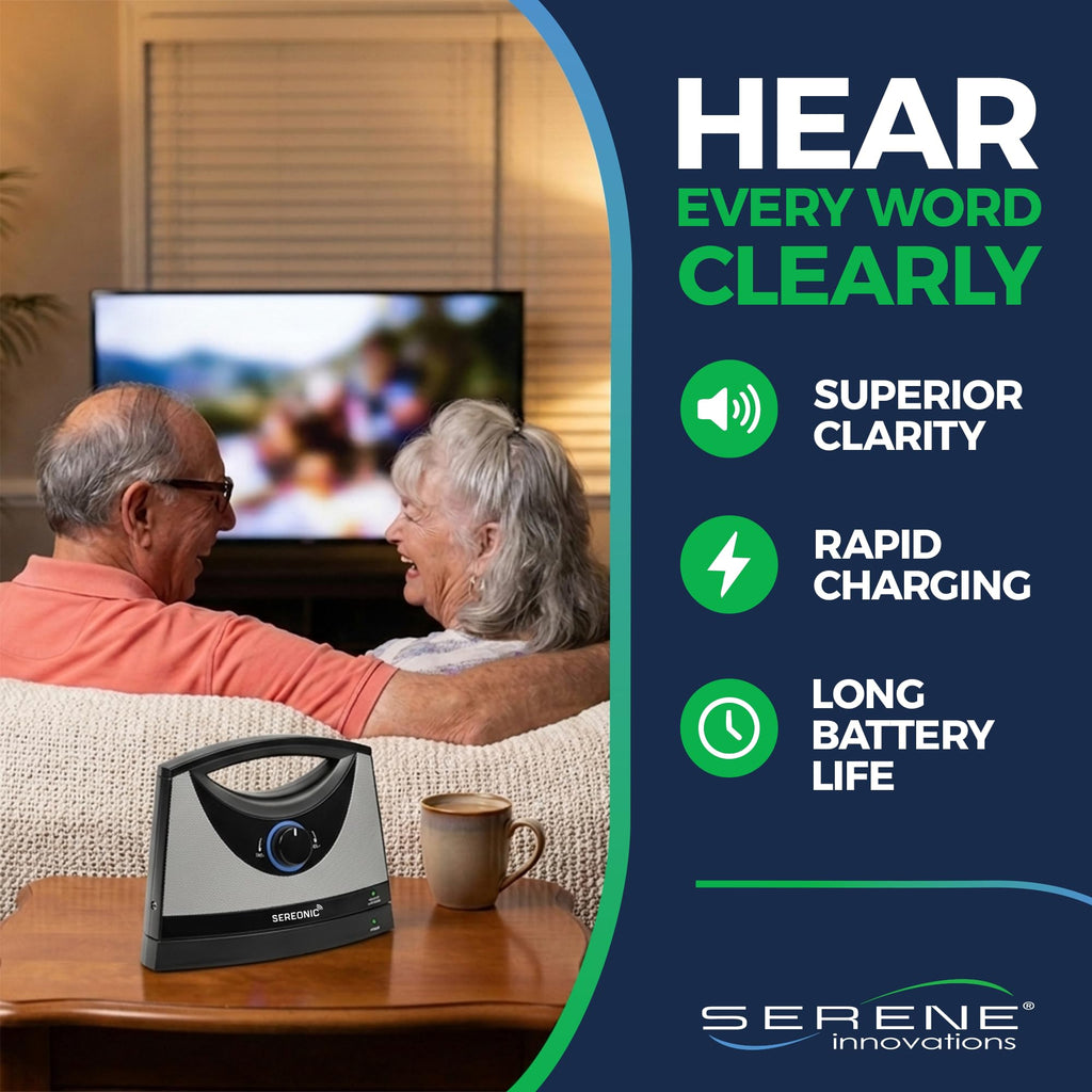 SEREONIC Portable Wireless TV Speakers for Smart TV - Ideal for TV Watching Without The Blaring Volume - Wireless Speakers for TV Designed for Hard of Hearing, Elderly, and Seniors - 100ft Range