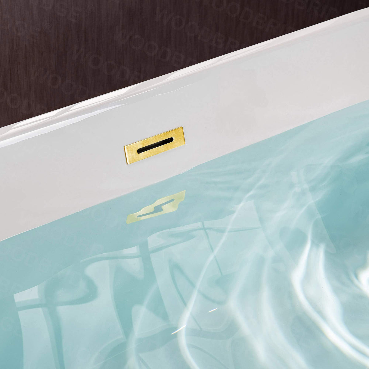 WOODBRIDGE 54" Acrylic Freestanding Bathtub Contemporary Soaking White Tub with Matte Black Overflow and Drain,BTA1702-MB