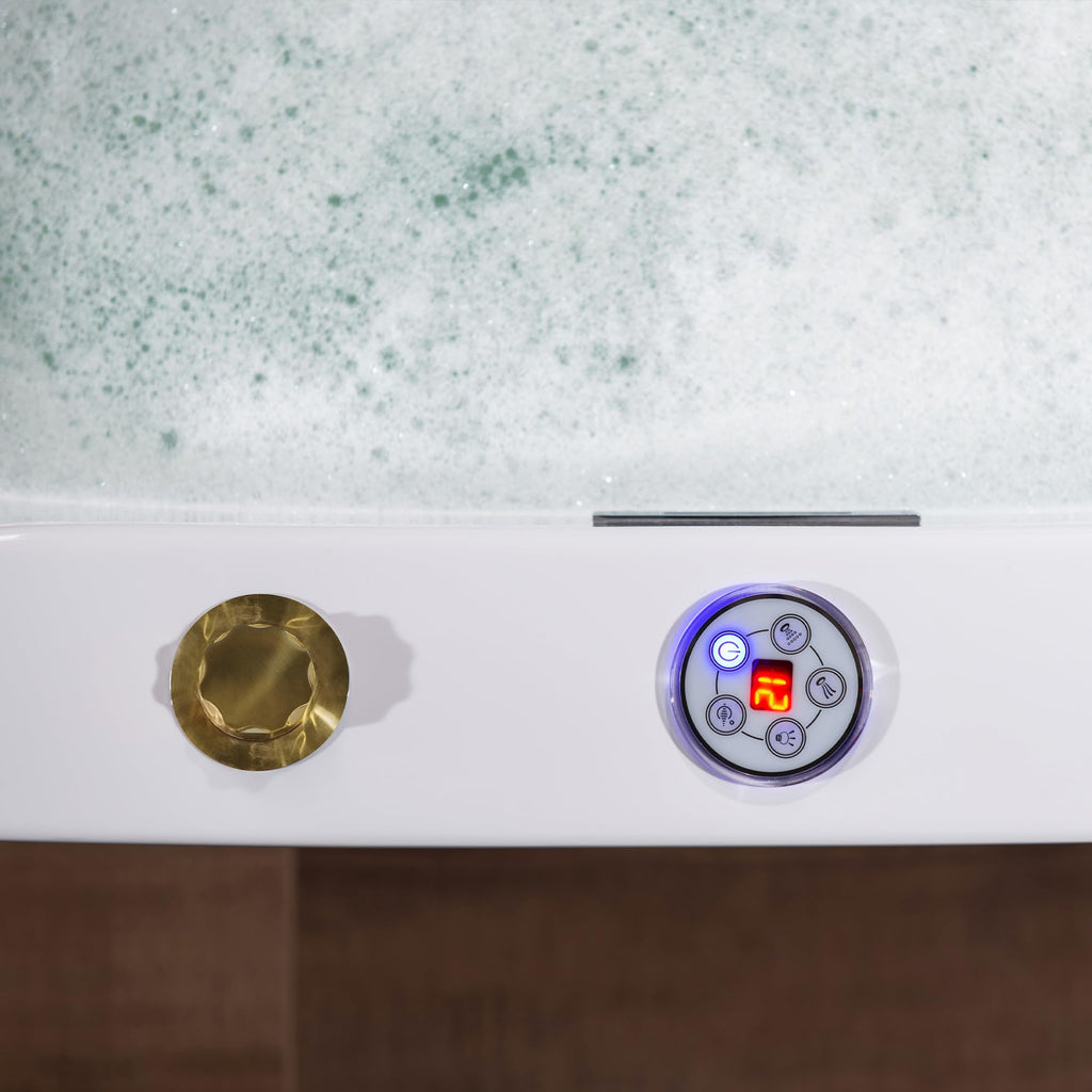 WOODBRIDGE 72"Ã35-3/8" Double Slipper Whirlpool&Air, Heated Soaking Bathtub