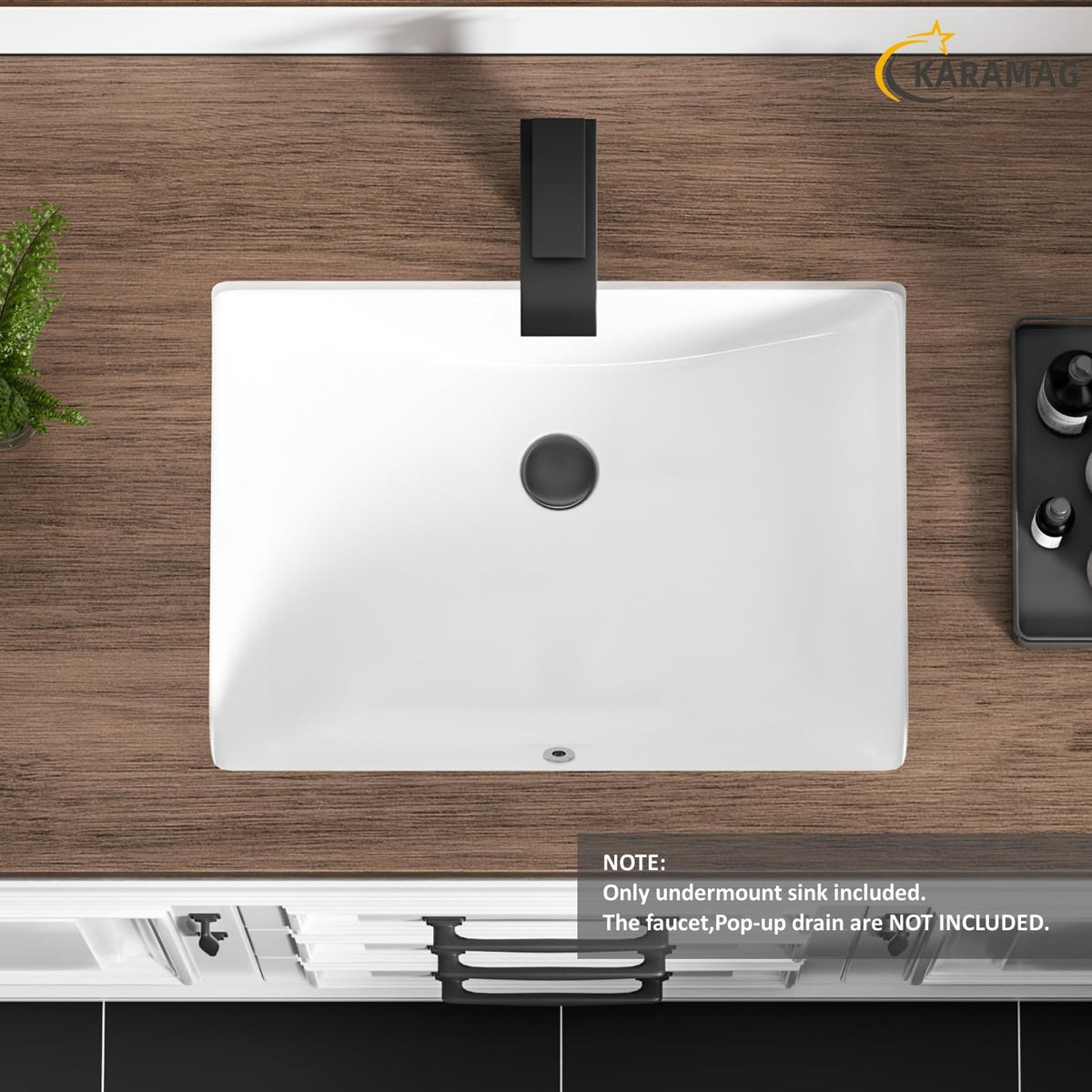 27 Inch Undermount Bathroom Sink with Overflow Rectangle Sinks