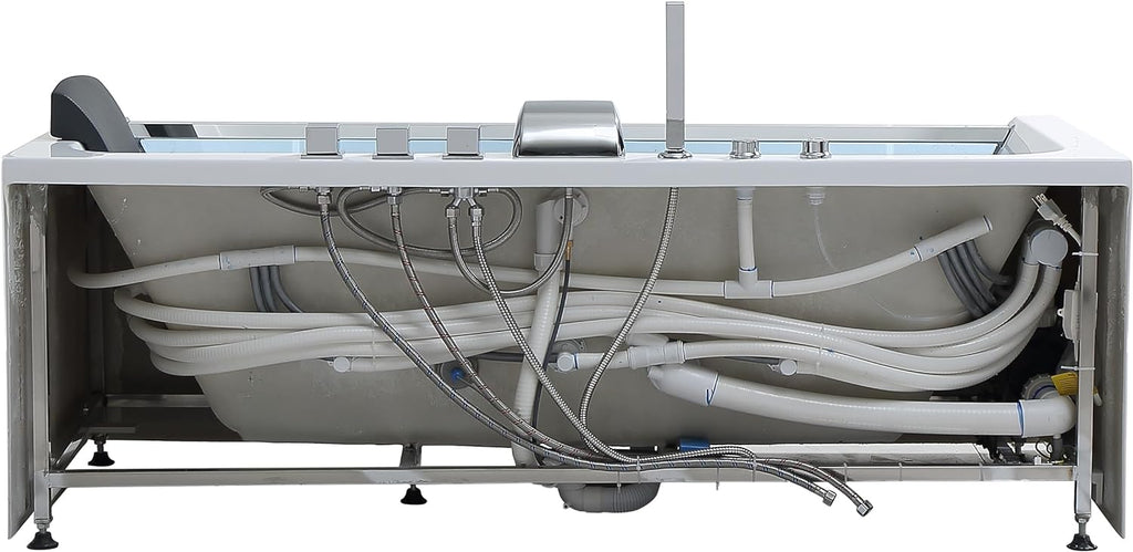 Empava 60" Acrylic Alcove Whirlpool Bathtub, Jetted Soaking Tub